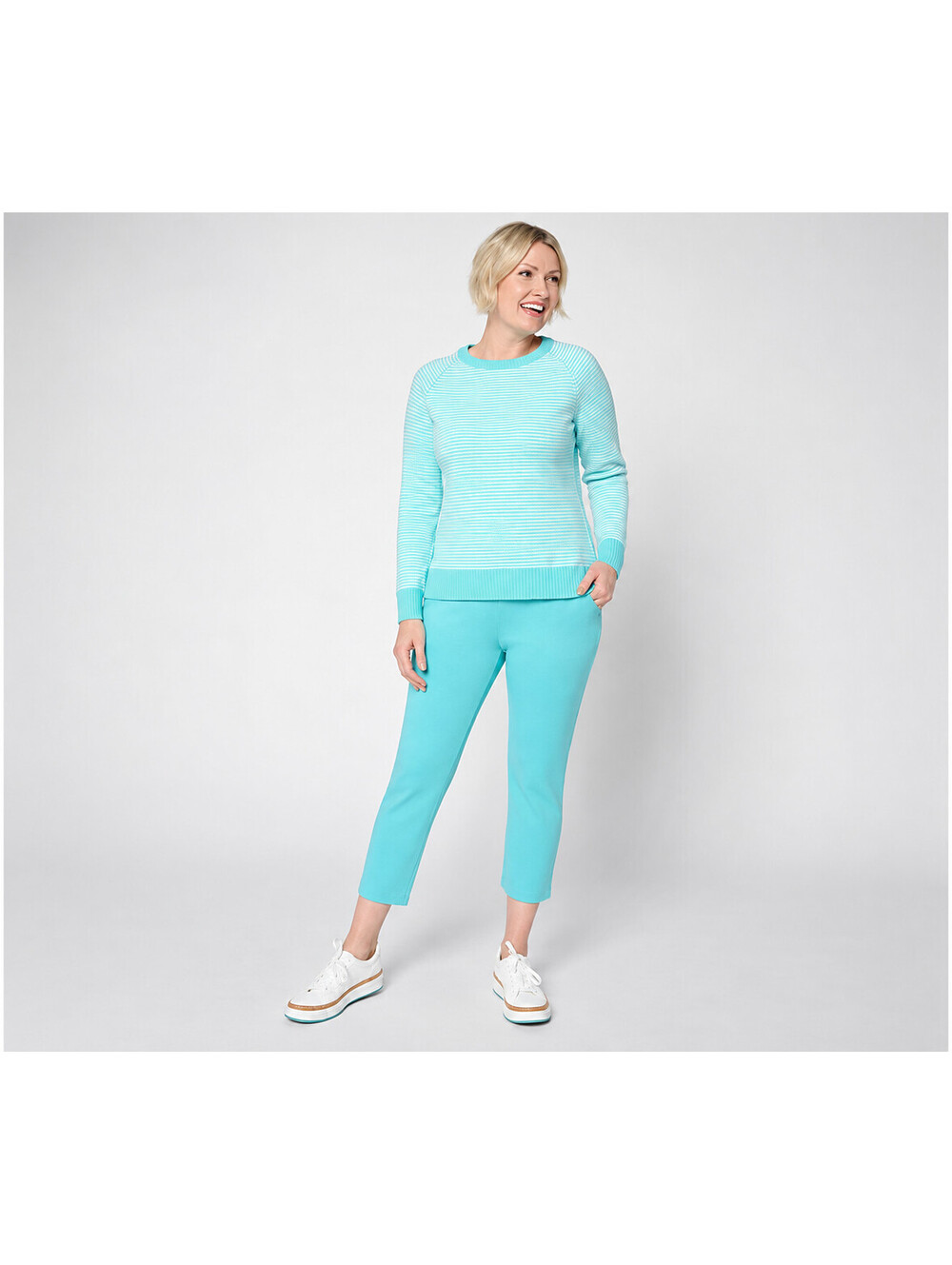 Belle Beach by Kim Gravel Seaside Sweats Drawstring Crop CoastalTura/Mrn, Medium
